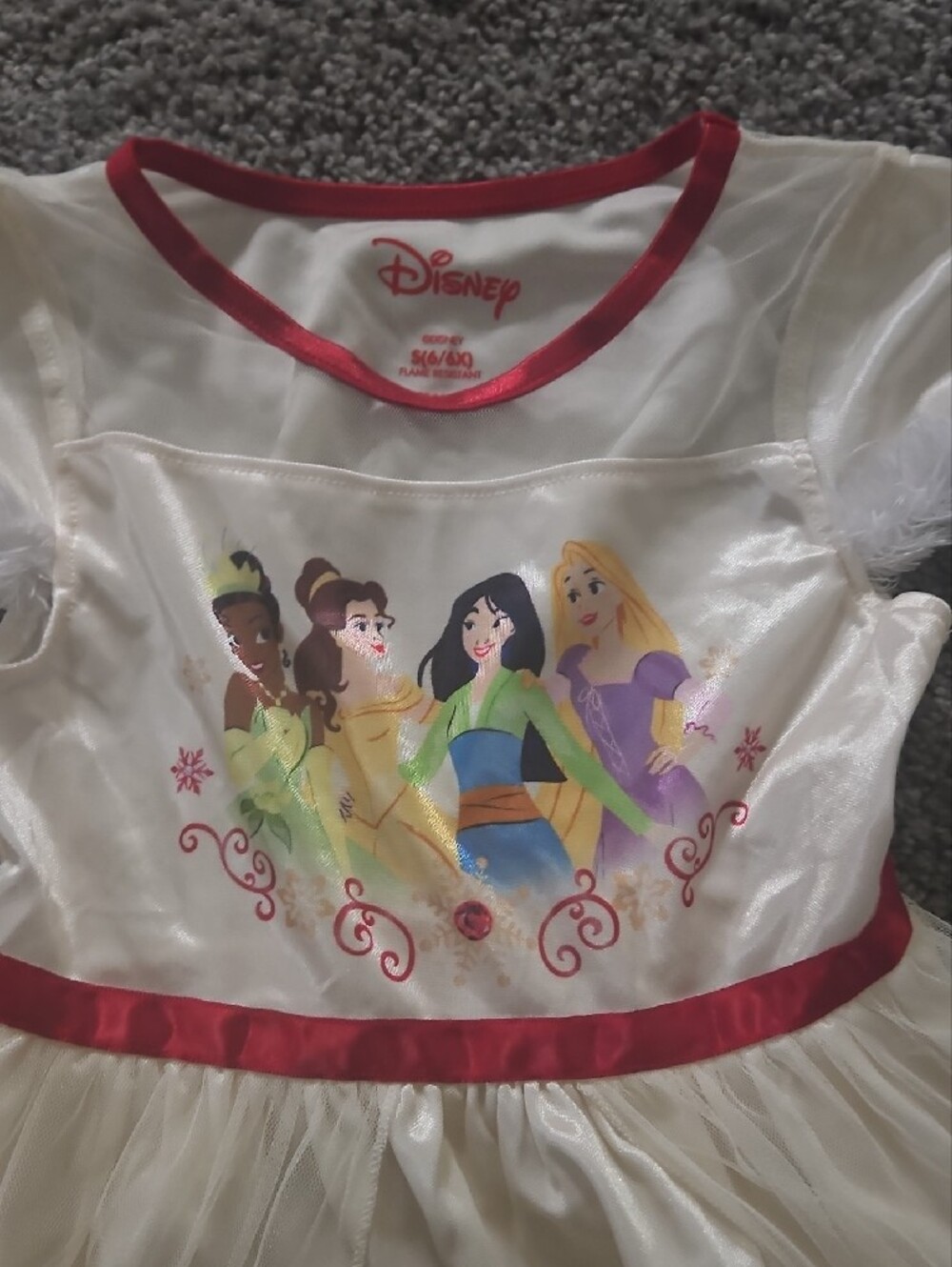 Disney Cream & Red Princess Snowflake Dress - Picture 2 of 4
